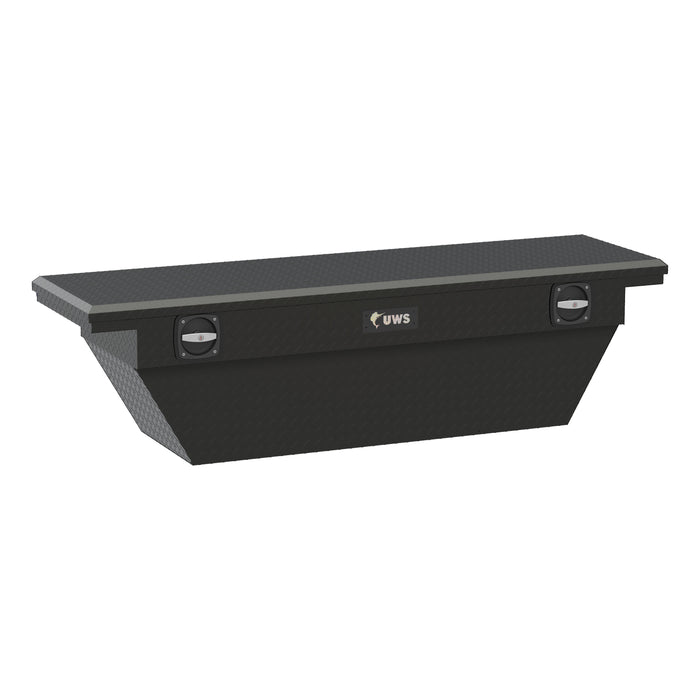 UWS SLD-69-A-LP-MB Matte Black Aluminum 69in. Deep Angled Secure Lock Truck Tool Box with Low Profi - Truck Part Superstore
