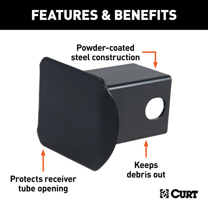 CURT 22751 CURT 22751 Black Steel Trailer Hitch Cover; Fits 2-Inch Receiver - Truck Part Superstore