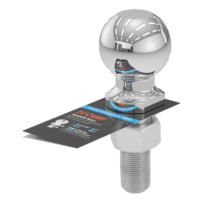 CURT 40021 2-5/16in. Trailer Ball (1in. x 3in. Shank; 6;000 lbs.; Chrome) - Truck Part Superstore