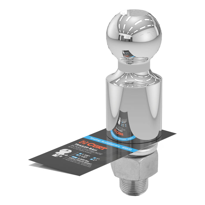 CURT 40032 1-7/8in. Trailer Ball (1in. x 2-1/8in. Shank; 2in. Rise; 3;500 lbs.; Chrome) - Truck Part Superstore