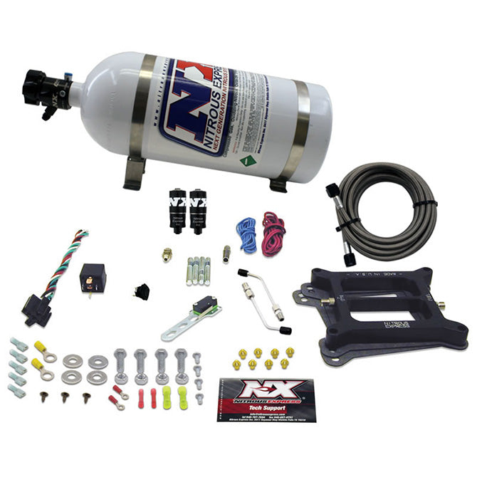 Nitrous Express 40041-10 4150 HITMAN PLUS 4-BBL (50-100-150-200HP) WITH 10LB BOTTLE - Truck Part Superstore