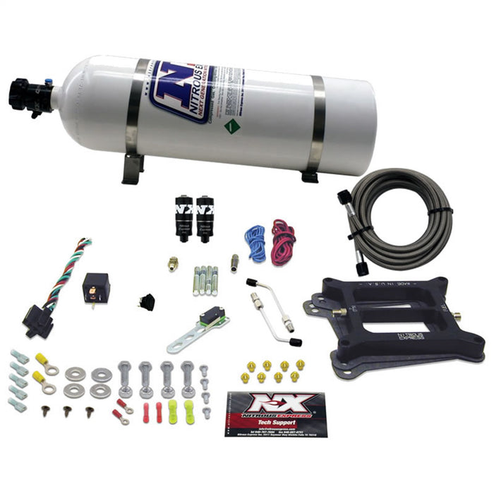 Nitrous Express 40041-15 4150 HITMAN PLUS 4-BBL (50-100-150-200HP) WITH 15LB BOTTLE - Truck Part Superstore