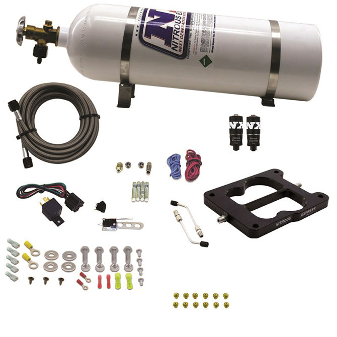 Nitrous Express 40080-15 Q-JET/HOLLEY SPREAD BORE HITMAN (100-150-200HP) WITH 15LB BOTTLE - Truck Part Superstore