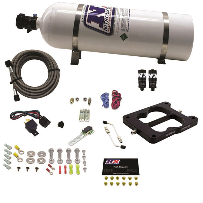 Nitrous Express 40081-15 Q-JET/HOLLEY SPREAD BORE HITMAN PLUS (50-00-150-200HP) WITH 15LB BOTTLE - Truck Part Superstore
