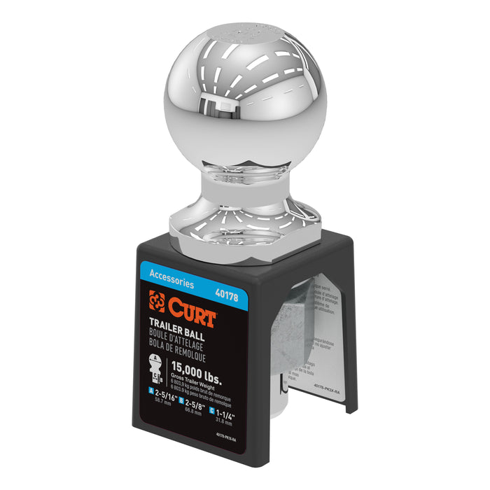 CURT 40178 2-5/16in. Trailer Ball (1-1/4in. x 2-5/8in. Shank; 15;000 lbs.; Chrome; Packaged - Truck Part Superstore