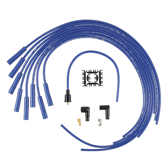 ACCEL 4040B Universal Fit Spark Plug Wire Set; Blue; 8mm; Graphite Core; Straight Boots; - Truck Part Superstore