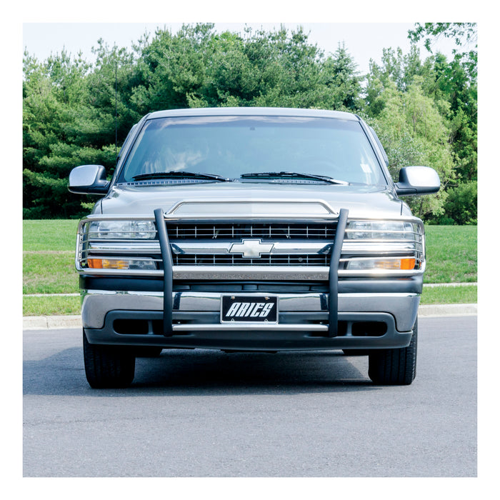 ARIES 4043-2 Polished Stainless Grille Guard; Select Chevy Silverado 1500; Suburban; Tahoe - Truck Part Superstore
