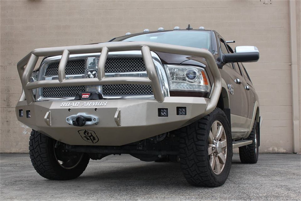 Road Armor 408R2B Stealth Winch Front Bumper; Titan II Guard; Satin Black; Square Fog Light Holes; - Truck Part Superstore