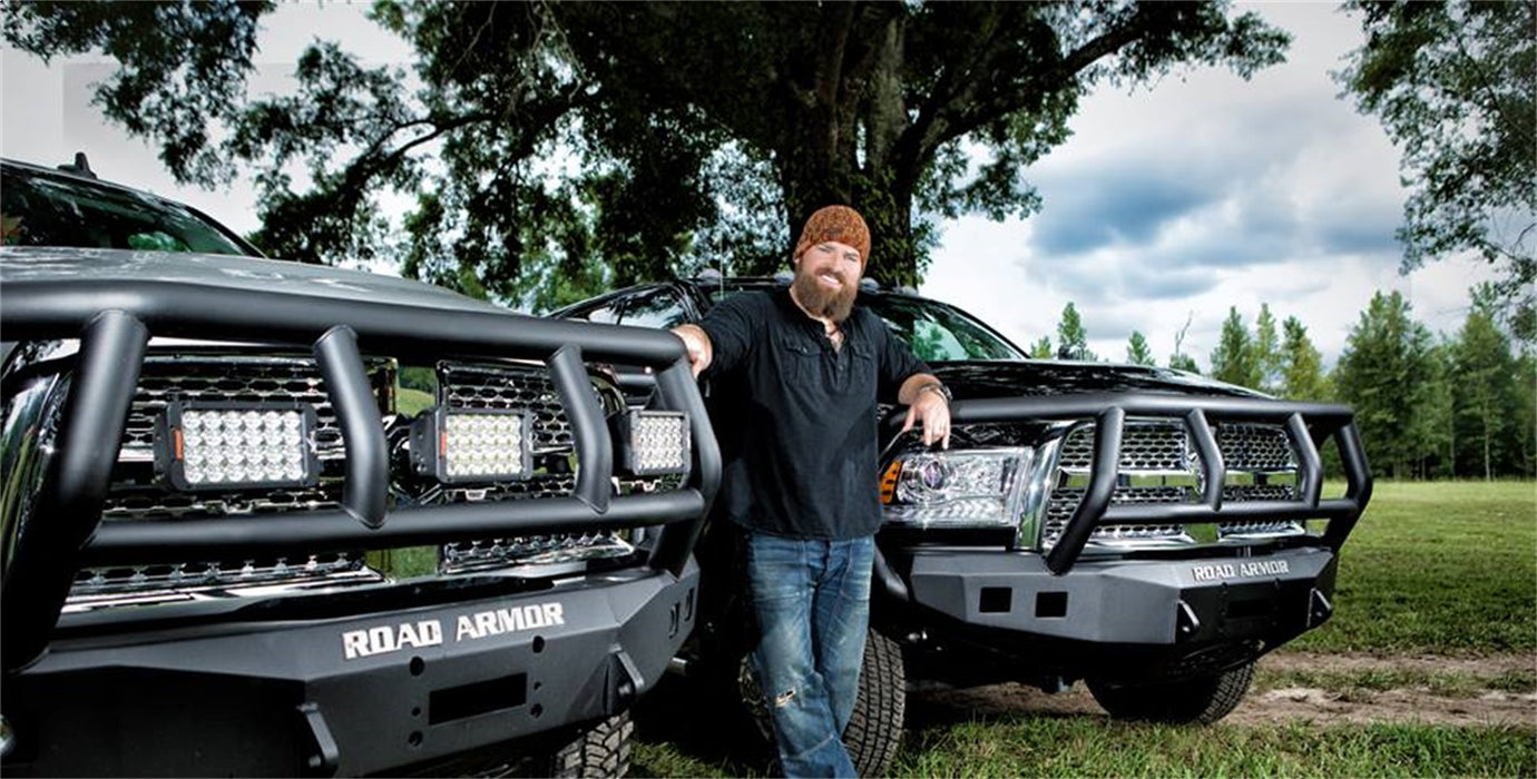 Road Armor 408R2B Stealth Winch Front Bumper; Titan II Guard; Satin Black; Square Fog Light Holes; - Truck Part Superstore