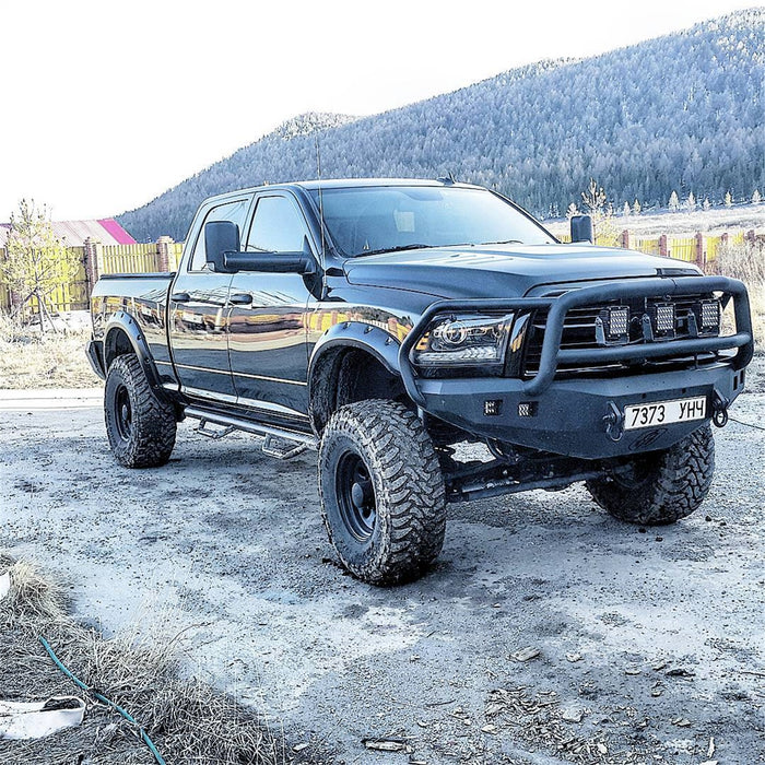 Road Armor 408R5B Stealth Winch Front Bumper; Lonestar Guard; Satin Black; Square Fog Light Holes; - Truck Part Superstore