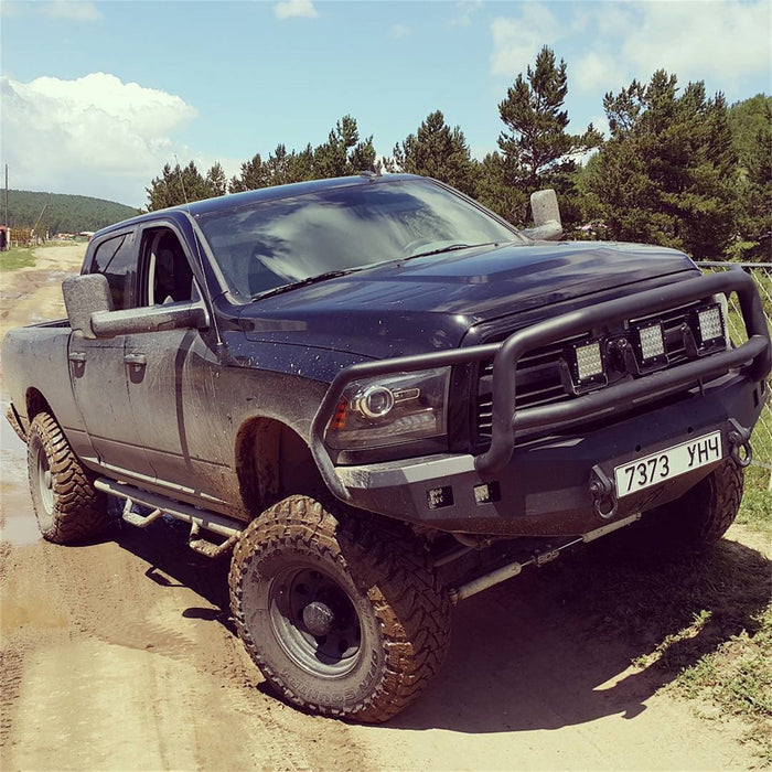 Road Armor 408R5B Stealth Winch Front Bumper; Lonestar Guard; Satin Black; Square Fog Light Holes; - Truck Part Superstore