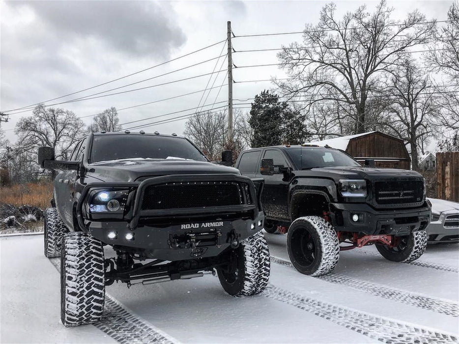 Road Armor 408R5B Stealth Winch Front Bumper; Lonestar Guard; Satin Black; Square Fog Light Holes; - Truck Part Superstore