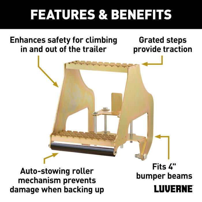 Luverne 409924L RETRAC HighRise Folding Rear Entry Step (Fits 4in. Bumper Beam) - Truck Part Superstore