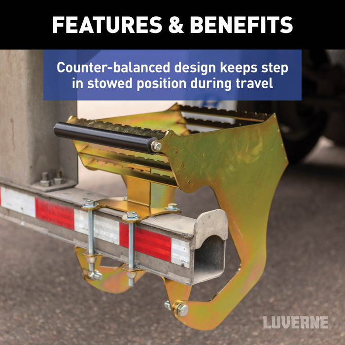 Luverne 409924L RETRAC HighRise Folding Rear Entry Step (Fits 4in. Bumper Beam) - Truck Part Superstore
