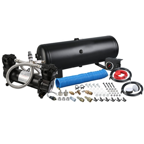 Bulldog Winch 41007 On Board Air Compressor Kit Twin Head 4.2 CFM With 2.5 Gal Tank In-Cab Gauge and Switch Bulldog Winch - Truck Part Superstore