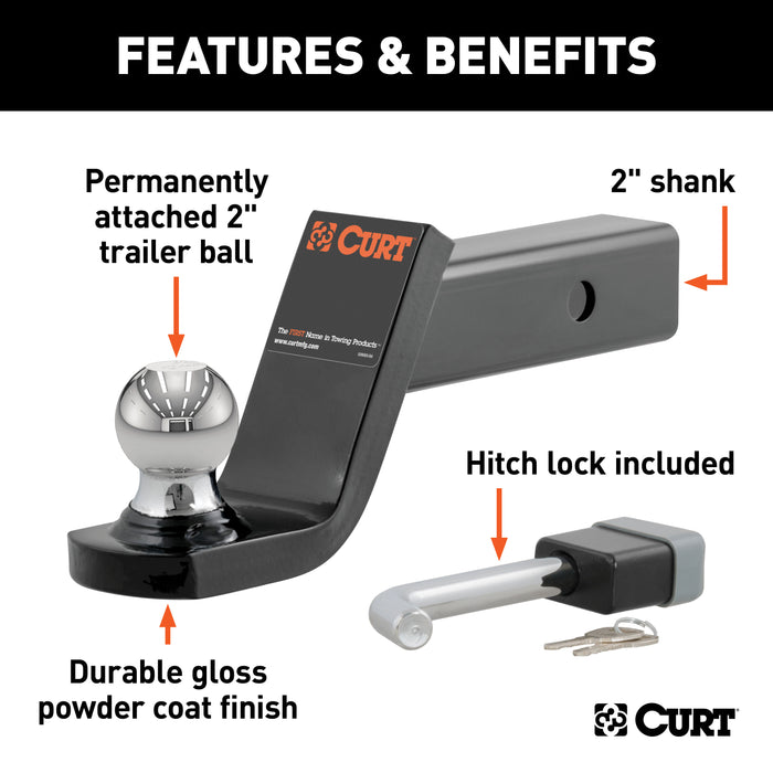 CURT 45142 Towing Starter Kit with 2in. Ball (2in. Shank; 7;500 lbs; 4in. Drop) - Truck Part Superstore