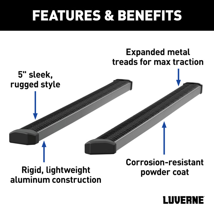 LUVERNE 416078-4055123 SlimGrip 5" x 78" Black Aluminum Running Boards, Select Ford F-250, F-350 - Truck Part Superstore
