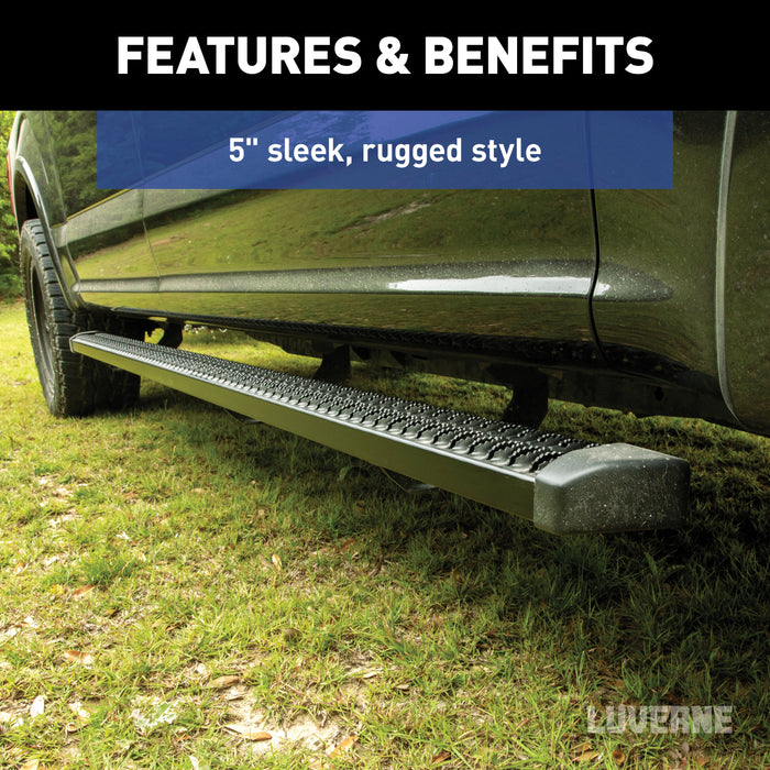 Luverne 416078 SlimGrip 5in. x 78in. Black Aluminum Running Boards (No Brackets) - Truck Part Superstore