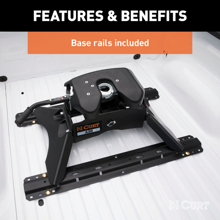 CURT 16141 CURT 16141 A20 5th Wheel Hitch with Base Rails; 20;000 lbs - Truck Part Superstore