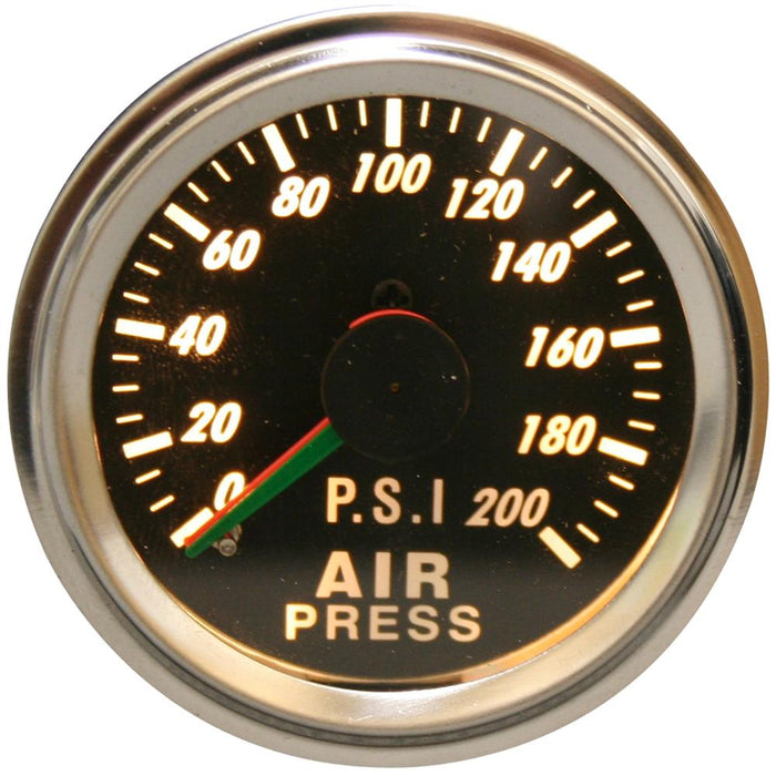 Bulldog Winch 42075B 0-200psi Air Pressure Gauge 2.0 Inch Dual Needle Mechanical Lighted Bulldog Winch - Truck Part Superstore