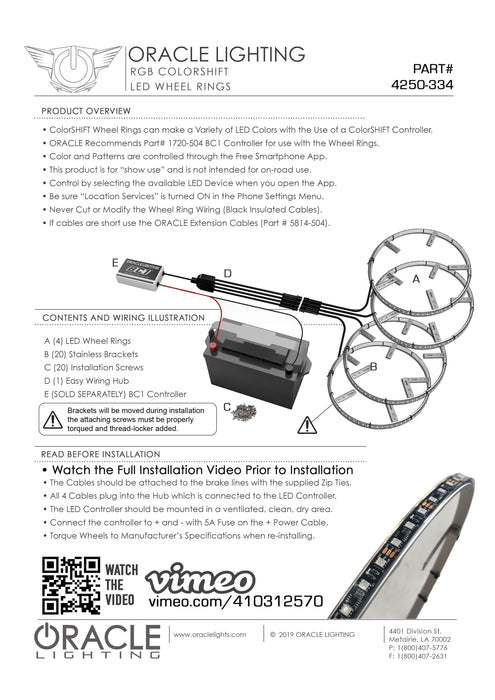 Oracle Lighting 4250-334 ORACLE Lighting LED Illuminated Wheel Rings for UTV, ATV and SXS Vehicles - Truck Part Superstore