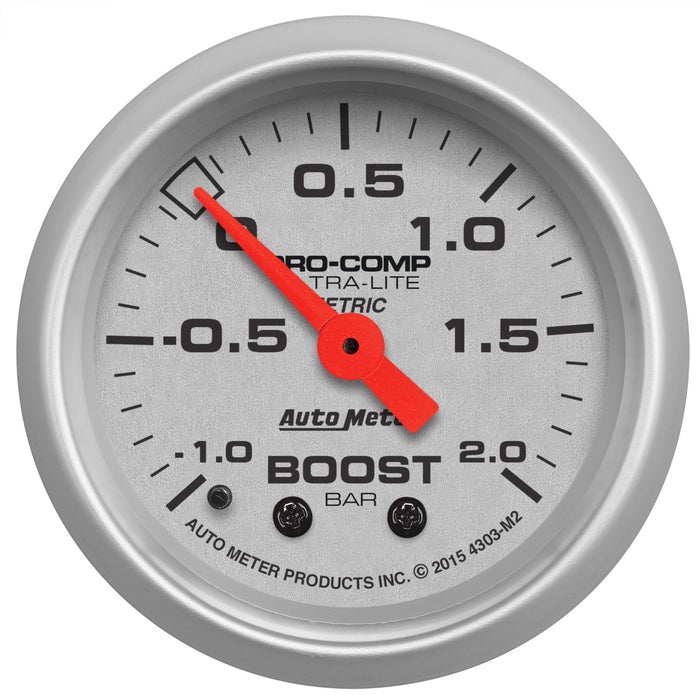 AutoMeter 4303-M2 GAUGE; VAC/BOOST; 2 1/16in.;-1-+2 BAR; MECHANICAL; ULTRA-LITE - Truck Part Superstore