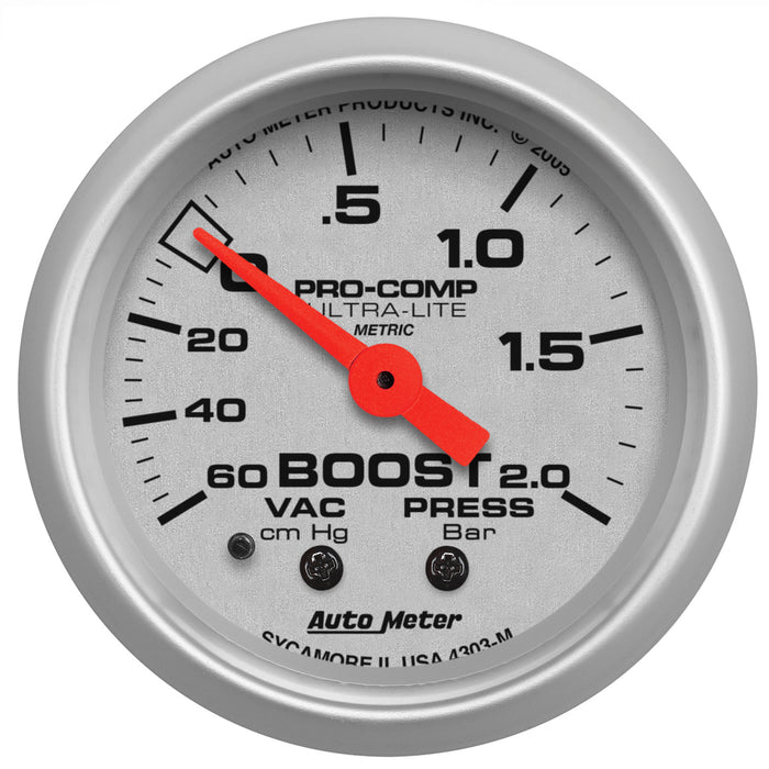 AutoMeter 4303-M GAUGE; VAC/BOOST; 2 1/16in.; 60CMHG-2.0BAR; MECHANICAL; ULTRA-LITE - Truck Part Superstore