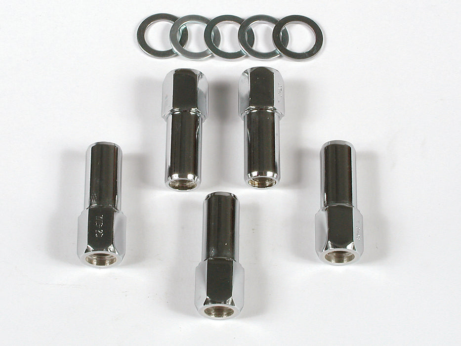 Mr Gasket 4303G Lug Nut; Open End Chrome Plated; 1 3/8 in. Shank Length; 0.5 in. RH; 5 pc.; - Truck Part Superstore