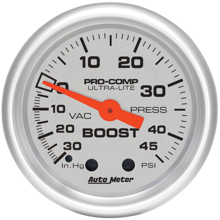 AutoMeter 4308 GAUGE; VAC/BOOST; 2 1/16in.; 30INHG-45PSI; MECHANICAL; ULTRA-LITE - Truck Part Superstore