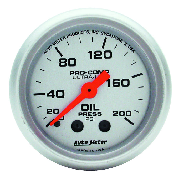 AutoMeter 4322 GAUGE; OIL PRESSURE; 2 1/16in.; 200PSI; MECHANICAL; ULTRA-LITE - Truck Part Superstore
