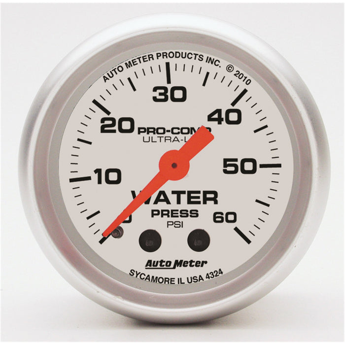 AutoMeter 4324 GAUGE; WATER PRESS; 2 1/16in.; 60PSI; MECHANICAL; ULTRA-LITE - Truck Part Superstore