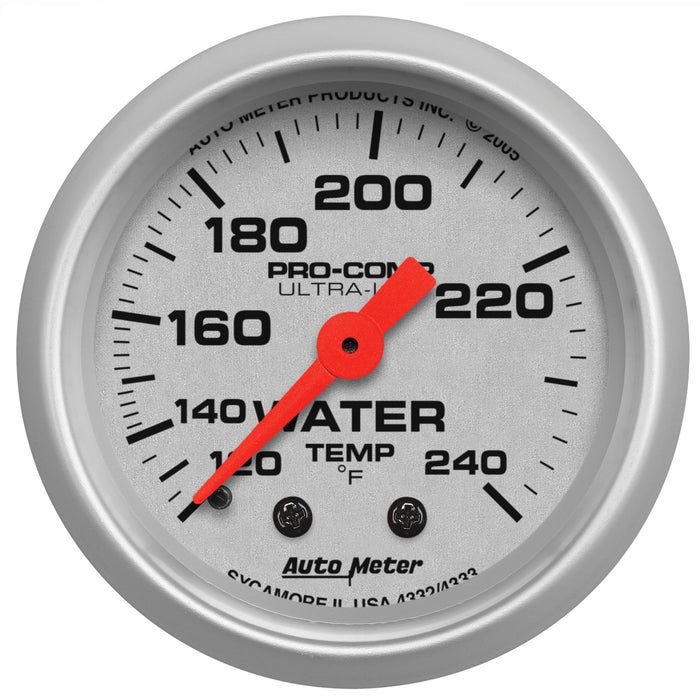 AutoMeter 4333 GAUGE; WATER TEMP; 2 1/16in.; 120-240deg.F; MECHANICAL; 12FT.; ULTRA-LITE - Truck Part Superstore