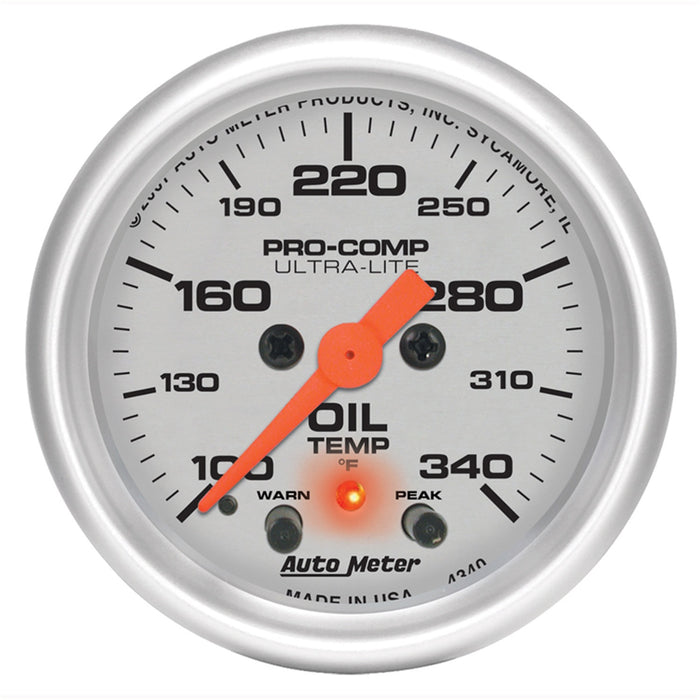 AutoMeter 4340 GAUGE; OIL TEMP; 2 1/16in.; 340deg.F; STEPPER MOTOR W/PEAK/WARN; ULTRA-LITE - Truck Part Superstore