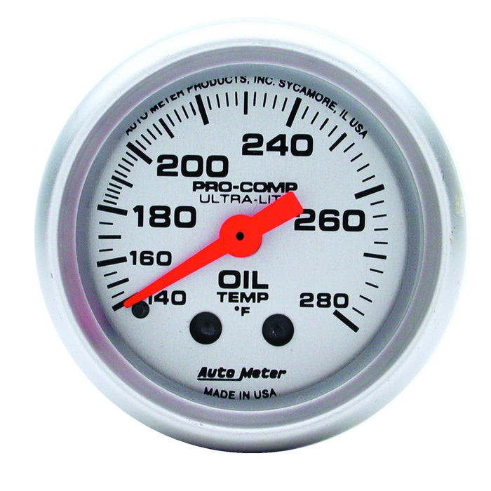 AutoMeter 4341 GAUGE; OIL TEMP; 2 1/16in.; 140-280deg.F; MECHANICAL; ULTRA-LITE - Truck Part Superstore