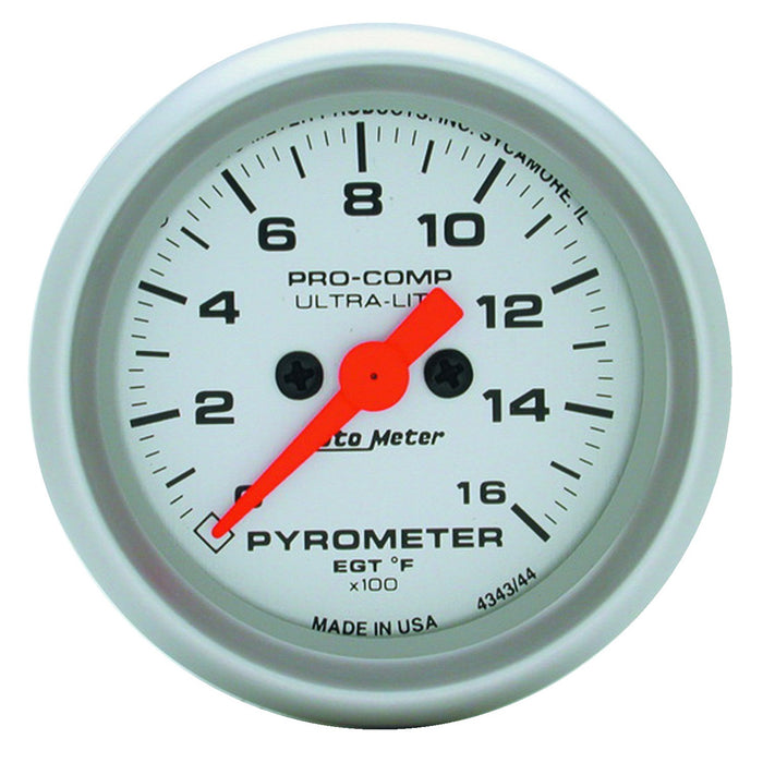 AutoMeter 4344 GAUGE; PYROMETER (EGT); 2 1/16in.; 1600deg.F; DIGITAL STEPPER MOTOR; ULTRA-LITE - Truck Part Superstore
