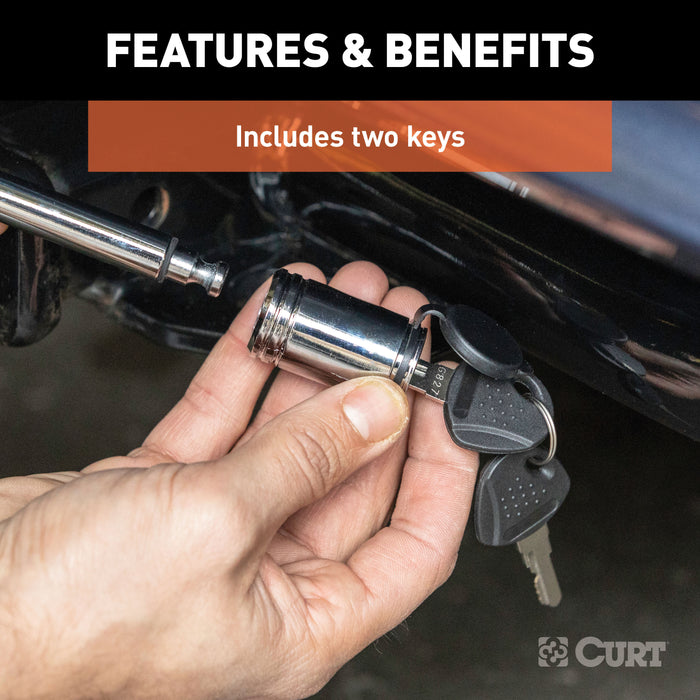 CURT 23501 CURT 23501 Trailer Hitch Lock; 1/2-Inch Pin Diameter; Fits 1-1/4-Inch Receiver - Truck Part Superstore
