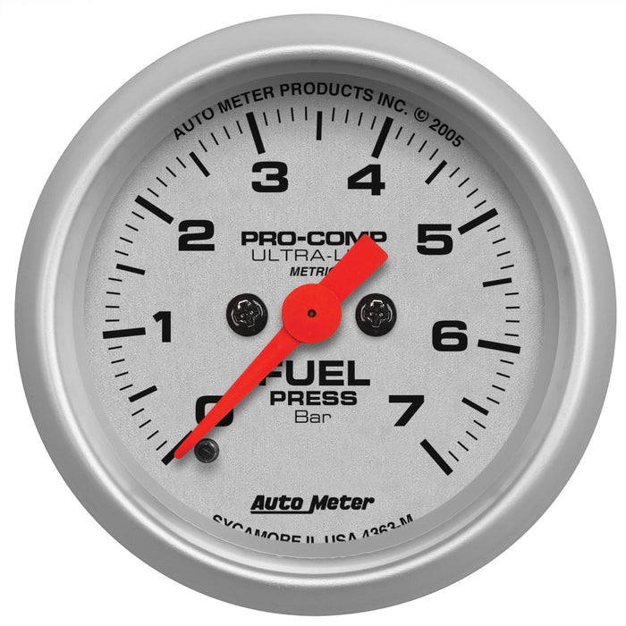 AutoMeter 4363-M GAUGE; FUEL PRESSURE; 2 1/16in.; 7 BAR; ELECTRIC; ULTRA-LITE - Truck Part Superstore