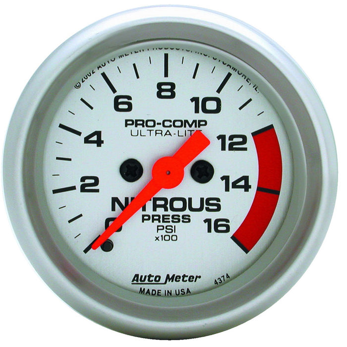 AutoMeter 4374 GAUGE; NITROUS PRESSURE; 2 1/16in.; 1600PSI; DIGITAL STEPPER MOTOR; ULTRA-LITE - Truck Part Superstore