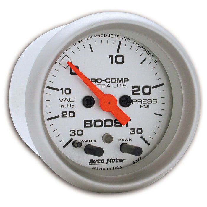 AutoMeter 4377 GAUGE; VAC/BOOST; 2 1/16in.; 30INHG-30PSI; STEPPER MOTOR W/PEAK/WARN; ULTRA-LITE - Truck Part Superstore
