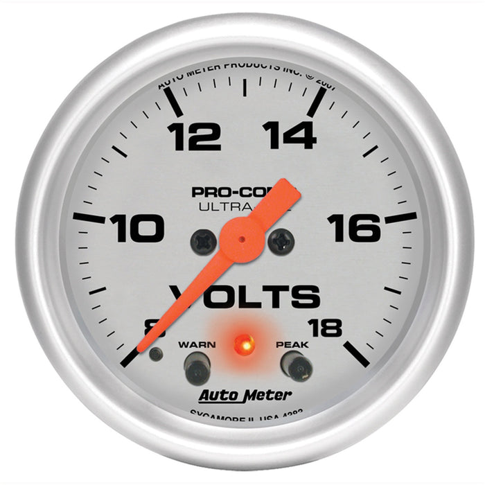 AutoMeter 4383 GAUGE; VOLTMETER; 2 1/16in.; 18V; DIGITAL STEPPER MOTOR W/PEAK/WARN; ULTRA-LITE - Truck Part Superstore