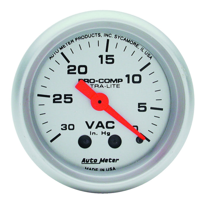 AutoMeter 4384 GAUGE; VACUUM; 2 1/16in.; 30INHG; MECHANICAL; ULTRA-LITE - Truck Part Superstore