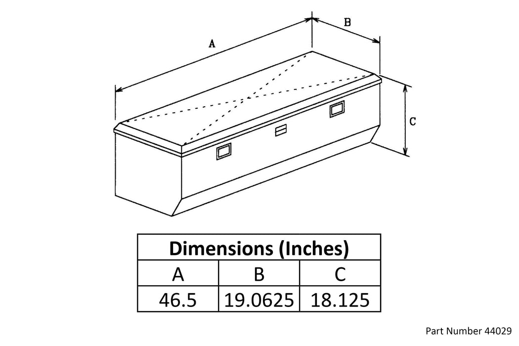Owens Products 44029 Truck Tool Box Garrison Series Utility Chest / 46.5 Inch / Diamond Tread Aluminum / Bright Polished / Owens Products - Truck Part Superstore
