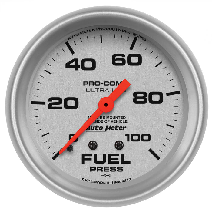 AutoMeter 4412 GAUGE; FUEL PRESSURE; 2 5/8in.; 100PSI; MECHANICAL; ULTRA-LITE - Truck Part Superstore
