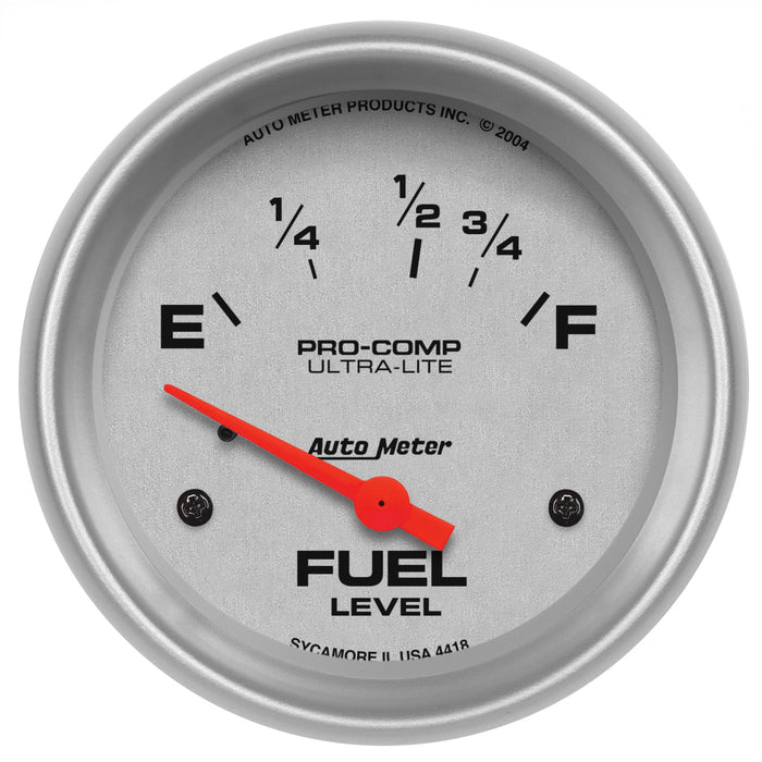 AutoMeter 4418 GAUGE; FUEL LEVEL; 2 5/8in.; 16OE TO 158OF; ELEC; ULTRA-LITE - Truck Part Superstore