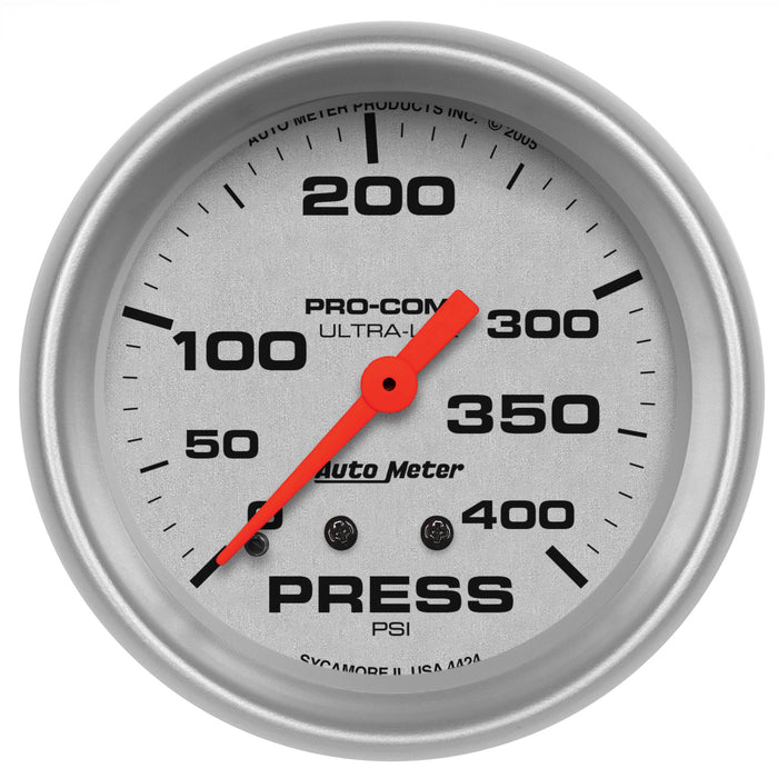 AutoMeter 4424 GAUGE; PRESSURE; 2 5/8in.; 400PSI; MECHANICAL; ULTRA-LITE - Truck Part Superstore