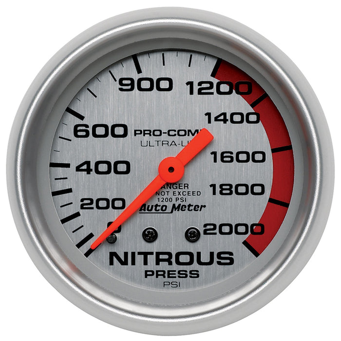 AutoMeter 4428 GAUGE; NITROUS PRESSURE; 2 5/8in.; 2000PSI; MECHANICAL; ULTRA-LITE - Truck Part Superstore