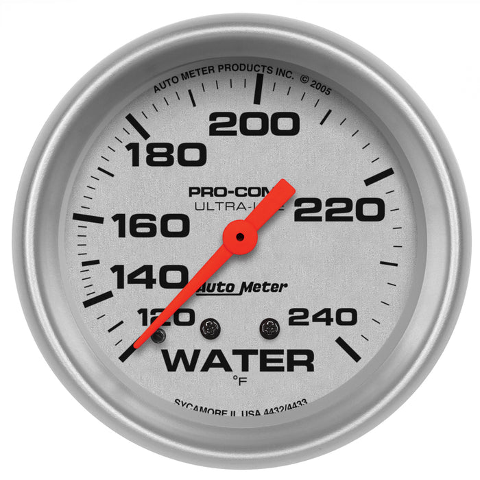 AutoMeter 4433 GAUGE; WATER TEMP; 2 5/8in.; 120-240deg.F; MECHANICAL; 12FT.; ULTRA-LITE - Truck Part Superstore