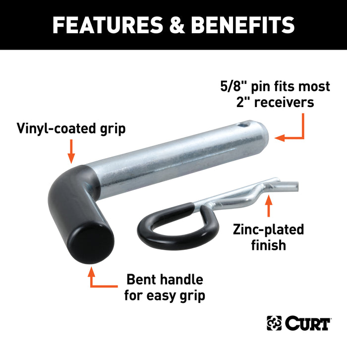 CURT 21510 5/8in. Hitch Pin (2in. Receiver; Zinc with Rubber Grip) - Truck Part Superstore