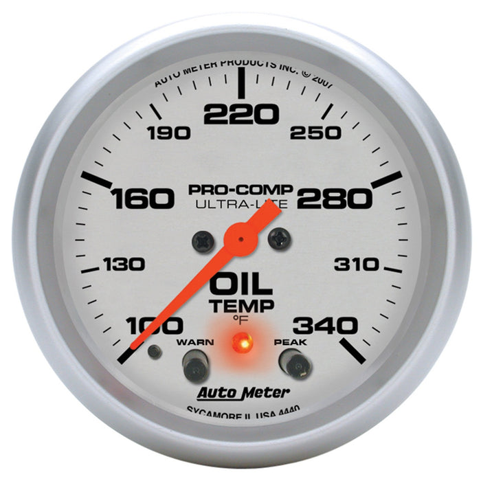 AutoMeter 4440 GAUGE; OIL TEMP; 2 5/8in.; 140-340deg.F; STEPPER MOTOR W/PEAK/WARN; ULTRA-LITE - Truck Part Superstore