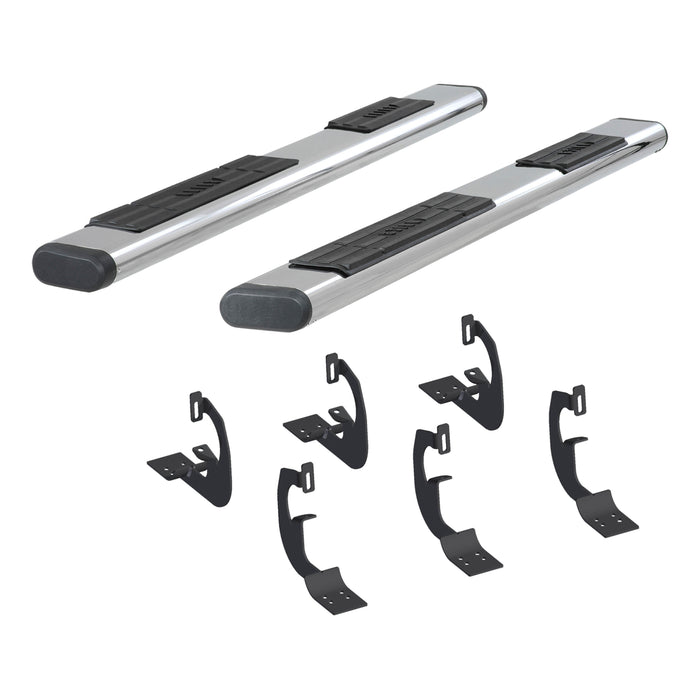 ARIES 4444001 6in. x 75in. Polished Stainless Oval Side Bars; Select Silverado; Sierra - Truck Part Superstore
